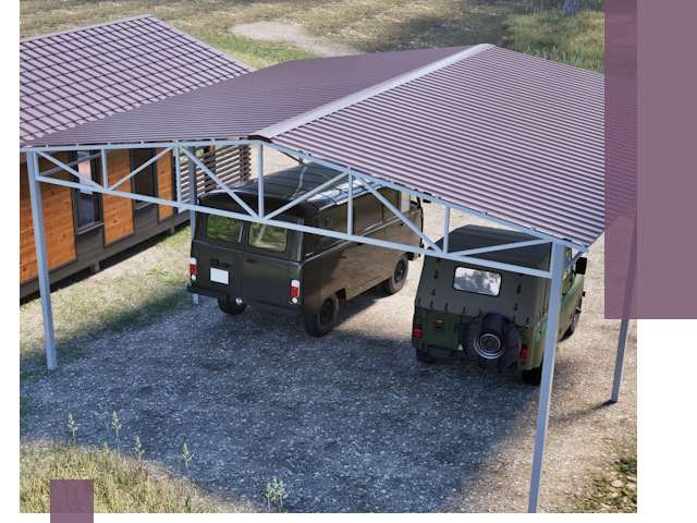 Двускатные навесы под ключ в Волгограде — изготовление и монтаж